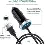 3.4A Fast Charging Car Charger for Samsung Galaxy A50 A51 A70 A71 A20 S20 A10E S10E S9 S8 Note 20 10+ 9 8, LG G8X G7 Q7+ V50 ThinQ Stylo 6/5/4 USB Car Adapter with Built-in 3ft Type C Charging Cable