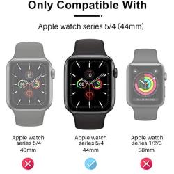 Tauri 2 Pack Case Built-in Tempered Glass Screen Protector for Apple Watch 44mm Series 5/Series 4, iWatch 44mm Glass Screen Protector Cover, Matte Hard Bumper, Full Protection - Black