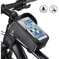 Bicycle Phone Bag, Bike Front Frame Holder Case Bags, Outdoor Mountain Sports Storage Bag, with Touch Screen Waterproof, Fits Phones Below 6.5 inches iPhone Xs max 11 11 max 11 pro max