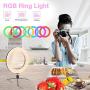 10 inch RGB Ring Light with Stand,LED Colorful Ringlight with Remote Control Phone Holder for YouTube TikTok Video Live Stream Selfie Makeup Photography