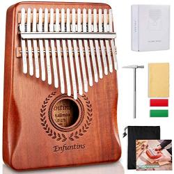 Enfuntins Kalimba 17 Key Thumb Piano, Solid koa Wood High Performance Portable Mbira Finger Piano, Gifts for Kids Adult Beginners with Tuning Hammer and Study Instruction