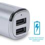 Tranesca 4.8A/24W 2 USB Port Car Charger Compatible with iPhone X 8 7 6S 6 Plus, 5 SE 5S 5 5C, Samsung Galaxy S9 S8 S7 S6 Edge, Note 8 4, LG G6 G5 V10 V20, HTC,Nexus, iPad Pro and More-Silver