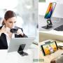 Cell Phone Stand Holder Adjustable Increase Fully Foldable Thick Aluminum Desktop Cellphone Cradle Dock with Anti-Slip Base and Convenient Charging Port for iPhone for Bedside Table, Ofice, Desk