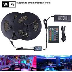 Miheal WiFi Wireless Smart Phone Controlled Led Strip Light Kit with DC12V UL Listed Power Supply Waterproof SMD 5050 65.6Ft(20M) 600leds RGB Music LED Light Strip Compatible with Android, iOS Alexa