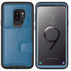 Galaxy S9 Plus Case,Slim Fit Premium Leather Samsung Galaxy S9 Plus Wallet Case Card Slots Shockproof Folio Flip Protective Defender Shells for Samsung Galaxy S9 Plus - Blue