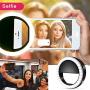 Cell Phone Selfie Ring Light for iPhone Rechargeable Clip On Led O Ring Light for Laptop Tablet Camera Mini Halo Circle Fill Light for Makeup Photography Video Live Stream,3 Level Brightness,Black