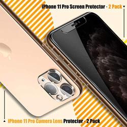 BAZO 2 Pack Tempered Glass Privacy Screen Protector and 2 Pack Camera Lens Protector for iPhone 11 Pro (5.8 inch) [Anti-Scratch] [Alignment Easy Installation Frame] HD [Fit with Most Cases]