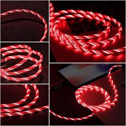 [Apple MFi Certified] Foxnovo Led iPhone Charger Cable, 2-in-1 Led Lightning Cable with 360° Flowing Light for iPhone 11/11 Pro/Max/XS/XR/X/8/8 Plus/7/7 Plus/6/6 Plus/5s/5s Plus/Android (Red), 3.3FT