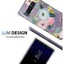 Galaxy Note 8 Case for Girls Women Clear with Pink Flowers Floral Pattern Design Shockproof Protective Cell Phone Cover for Samsung Galaxy Note 8 6.3 Inch Silicone Slim Fit Cute Bumper Skin for Teens