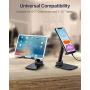 Elihome Cell Phone Stand, Foldable Portable iPad Stand Adjustable Phone Holder for Desk Sturdy Metal Desktop Stand Compatible with Smartphone iPad Tablet Kindle