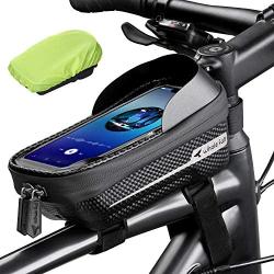 Whale Fall Waterproof Bike Frame Bag Bike Phone Bag Bicycle Cell Phone Holder for GPS - Bicycle Bag Frame Hard Eva Navi Pressure-Resistant Handlebar Bag TPU Touch-Screen with Sun-Visor and Rain Cover