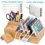 Bamboo Charging Station for Multiple Devices with 5 Port USB Charger, 5 Charger Cables and Apple Watch Stand. Wood Desktop Dock Stations Electronic Organizer for Cell Phone, Tablet, Watch, Office Bamboo Charging Station for Multiple Devices with 5 Port USB Charger, 5 Charger Cables and Apple Watch Stand. Wood Desktop Dock Stations Electronic Organizer for Cell Phone, Tablet, Watch, Office