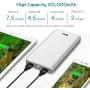 Power Bank Portable Charger 20000mah High Capacity Battery Pack Dual Micro 4A Faster Inputs Compatible LED Flashlight Smart Devices Android Phone and Other Cellphones White (2 Micro Cables Include)