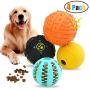 Wainbowa 4pack Dog Treat Balls, Interactive Food Treat Dispensing Dog Toys for Small Medium Large Dogs, Dog Puzzles Toys, Natural Rubber Squeaky Toys, Dog Chew Teeth Cleaning