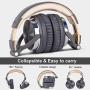 OneOdio Over Ear Headphone, Wired Bass Headsets with 50mm Driver, Foldable Lightweight Headphones with Shareport and Mic for Recording Monitoring Mixing Podcast Guitar PC TV - (Grey)