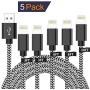 CredDeal iPhone Charger, [ MFi Certified ] Lightning to USB A Cable [5Pack-3/3/6/6/10FT] Nylon Braided Fast Charging & Syncing Long Cord Compatible iPhone 11 Pro Max XS XR X 8 7 6S 6 Plus iPad More