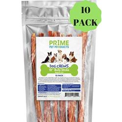 Bully Stick Dog Treats - (12 Inch Bully Sticks Regular 10 pack) Odorless Premium Grade - No Odor Smell Bully Sticks - All Natural Gourmet Dog Treat Chew for Dogs - Long Lasting - Hormone Free - Large