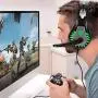 BUTFULAKE Stereo Gaming Headset for PS4 Xbox One Nintendo Switch, Noise Cancelling 3.5mm Wired Adjustable Over-Ear with Mic, Volume Control and LED Lights for Laptop PC Mac iPad Smartphones (Green)