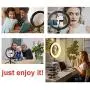 10&quot Selfie Ring Light with Tripod Stand & Cell Phone Holder,Dimmable Led Desk Makeup Ring Light, 4 Light Modes and 16 Color Modes Fill Light for Live Streaming YouTube Video Photo Photography