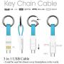Keychain Charger Magnetic Portable Charging Cable 3 in 1 Multi Short Small Fast Charging Cord Compatible All Smartphones Smart Device (Blue)