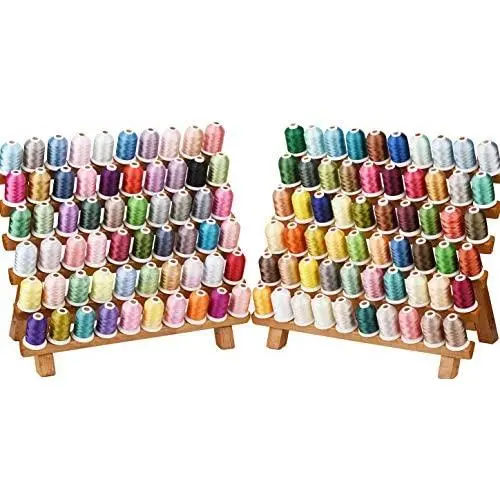 Simthread 120 Spools Polyester Machine Embroidery Thread Kit 40 Weight 550Y(500M) for Home Embroidery Sewing Machines Similar to Madeira and Robinson-Anton Colors Simthread 120 Spools Polyester Machine Embroidery Thread Kit 40 Weight 550Y(500M) for Home Embroidery Sewing Machines Similar to Madeira and Robinson-Anton Colors