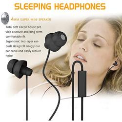 MAXROCK (TM) Unique Total Soft Silicon Sleeping Headphones Earplugs Earbuds with Mic for Cellphones,Tablets and 3.5 mm Jack Plug (Black)