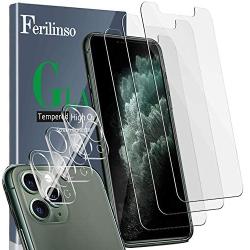 Ferilinso Screen Protector for iPhone 11 Pro with 3 Pack Camera Lens Protector, 3 Pack Tempered Glass Film for iPhone 11 Pro 5.8 Inch