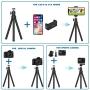 Phone Tripod, Portable Cell Phone Camera Tripod Stand with Wireless Remote, Flexible Tripod Stand for Selfies/Vlogging/Streaming/Photography Compatible with iPhone, Android Phone, Sports Camera GoPro