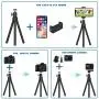 Phone Tripod, Portable Cell Phone Camera Tripod Stand with Wireless Remote, Flexible Tripod Stand for Selfies/Vlogging/Streaming/Photography Compatible with iPhone, Android Phone, Sports Camera GoPro