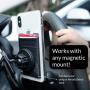 New 3-in-1 Stick On Wallet for Any Phone Case | Unique: Spandex + Mounts to Magnets + Double-Pocket + Finger Strap + RFID Block – Strong 3M Sticky + Magnetic (Black, 1 Pack)
