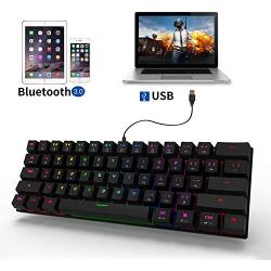 MOTOSPEED 60% Mechanical Gaming Keyboard Compact 61 Keys RGB Backlit Wired/Wireless 3.0 Type-C Gaming/Office Keyboard for PC/Mac/Linux/iPad/iPhone/Smartphone/Laptop Red Switch