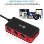 Te-Rich 3-Socket Cigarette Lighter Power Adapter DC Outlet Splitter 6.8A 4 Port USB Car Charger for Cell Phones, Dash Cam, GPS and More (Red)