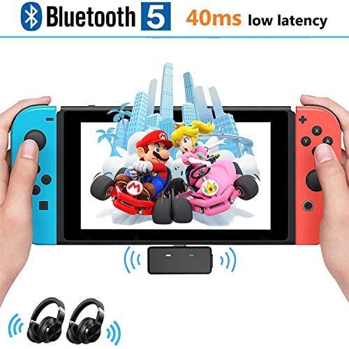 TOKSEL Bluetooth Adapter for Nintendo Switch/Switch Lite PS4 PC, Dual Stream USB C Audio Transmitter Adapter with Low Latency, in-Game Voice Chat Compatible with AirPods PS4 Bose Sony