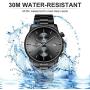 GOLDEN HOUR Mens Watches with Black/Silver Stainless Steel and Metal Casual Waterproof Chronograph Quartz Watch, Auto Date in Colorful Hands