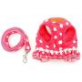 SELMAI Puppy Cat Small Girl Dog Dots Vest Harness Leash Set Mesh Padded No Pull Lead (Size Run Small,Please Check Size Details Carefully Before Purchase)