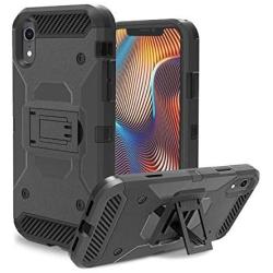 iPhone XR Holster case, Combo Shell with Built-in Kickstand and Swivel Belt Clip Heavy Duty Protection Shockproof Cover for Apple iPhone XR 6.1inch (iPhone XR)