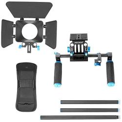 Neewer DSLR Movie Video Making Rig Set System Kit for Camcorder or DSLR Camera Such as Canon Nikon Sony Pentax Fujifilm Panasonic,Include:(1) Shoulder Mount+(1) 15mm Rail Rod System+(1) Matte Box