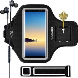 Galaxy Note 10+/ 9/8 Armband,RUNBACH Sweatproof Running Exercise Gym Cellphone Sportband Bag with Fingerprint Touch/Key Holder and Card Slot for Samsung Galaxy Note 10+/Note 9/Note 8 (Black)