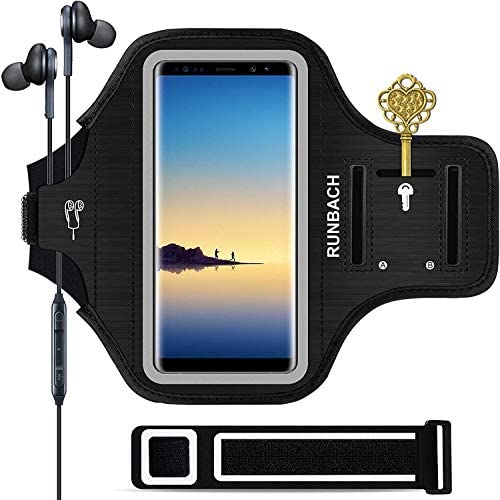 Galaxy Note 10+/ 9/8 Armband,RUNBACH Sweatproof Running Exercise Gym Cellphone Sportband Bag with Fingerprint Touch/Key Holder and Card Slot for Samsung Galaxy Note 10+/Note 9/Note 8 (Black)