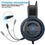 Gaming Headset with Mic and Changeable LED Light for Laptop Computer, Cellphone, PS4 and so on, DLAND 3.5mm Wired Noise Isolations Gaming Headphones- Volume Control.