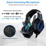 PC Gaming Headset, ELEGIANT ODDGOD Over Ear Computer Headphones with Mic, LED Lights Bass Stereo Surround Sound Volume Control, Compatible with PS4 Xbox One Pro PC Nintendo Switch Smartphone Laptop