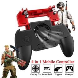 PUBG Mobile Controller with 2000mAh Power Bank and Cooling Fan,Mobile Game Controller for Fortnite/Rules of Survival,L1R1 Mobile Trigger Joystick Gamepad Joypad for 4.5-6.5" Android iOS Phone