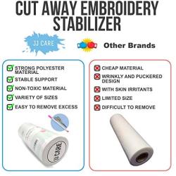 [Premium] Cutaway Embroidery Stabilizer 12” x 51 Yards, Cut-Away Stabilizer for Machine Embroidery with Free Pen & Scissors, Medium 80gsm Polymesh Stabilizer, Cut Away Embroidery Backing (White)