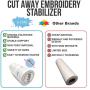 [Premium] Cutaway Embroidery Stabilizer 12” x 60 Yards, Cut-Away Stabilizer for Machine Embroidery, Medium 80gsm Polyester Stabilizer, Cut Away Embroidery Backing (White)