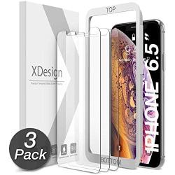 XDesign Glass Screen Protector Designed for Apple iPhone 11 Pro Max/iPhone Xs MAX (3-Pack) Tempered Glass with Touch Accurate and Impact Absorb+Easy Installation Tray [Fit with Most Cases] - 3 Pack