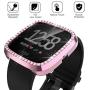 Landhoo Pink Hard Case Compatible with Fitbit Versa 2 Screen Protector Bling, PC case That Have Clarity PMMA Screen Protector and Shiny Diamond Bumper Overall Protective Cover for Women Watch.