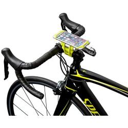 Bike Combo Power Mount, Universal Bicycle Smart Phone and Power Bank Holder, Adjustable Silicone Handlebar Rack for iPhone, Samsung Galaxy, 4” to 6” Phones (Fluorescent Green)