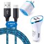 Type C Charger, Dual Port Wall Charger, Car Charger, AndHot 2.1A Charging Block+USB Car Adapter+2-Pack 6ft Type C Fast Charging Cable Compatible for LG Stylo 4/5 G8/V50/V40/G7 ThinQ Q7+ V30 V20 G6 G5