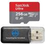 256GB SanDisk Ultra UHS-I Class 10 90mb/s MicroSDXC Memory Card works with Samsung Galaxy S8, S8 Plus, S8 Note, S7, S7 Edge, Cell Phones with Everything but Stromboli Memory Card Reader