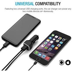 Apple Certified iPhone Lightning Car Charger for iPhone 11, X, XR, XS, 8, 8 Plus, 7, 7 Plus, 6S, 6S Plus, 6 Plus, SE, 5S, iPad Pro, iPad Air 2, Mini 4 with Extra USB Port (Black)